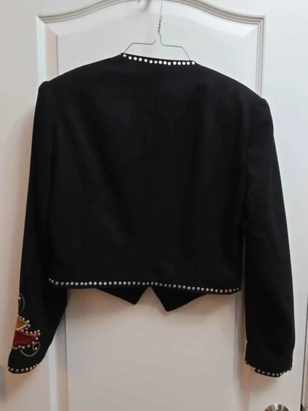 Double D Ranch Black Embroidered Wool Appliqué Western Crop Jacket Size M - Picture 3 of 4